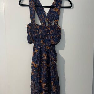 Anthropologie Bandeau Piper Mini Dress (Navy and Rust)